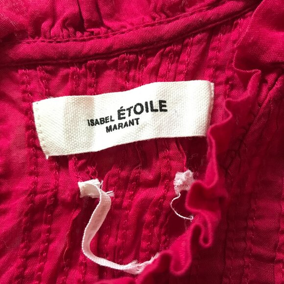 Isabel Marant Layona Top Blouse Shirt Womens 36 US 4 Small Pink Cotton Flutter - Picture 6 of 13